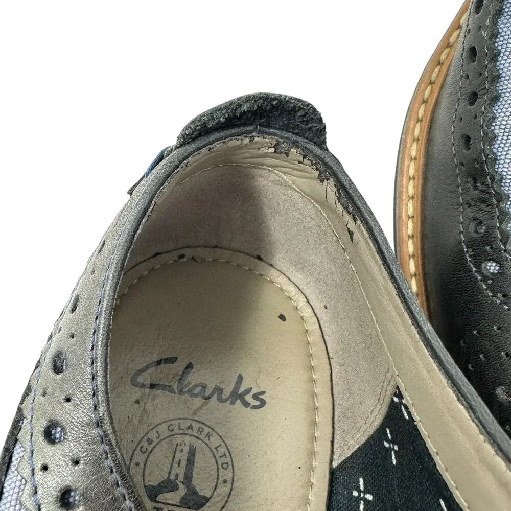 Clarks Mens Pitnet Limit Navy Combo Preppy Wingtip Dress Shoes Size‎ 10.5